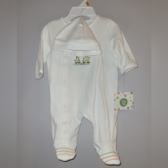 🆕️ Little Me Ivory Giraffe Newborn Sleeper Hat 2 Piece Set Unisex Baby Gift 🦒 - Picture 2 of 6